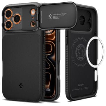Spigen Spigen Optik Armor MagSafe ovitek za iPhone 17 Pro Max - črn