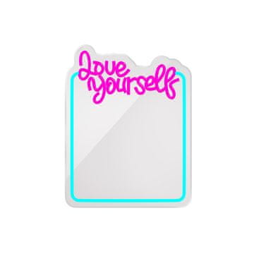 slomart Forever Light Neon Mirror LED Love Yourself - modra/roza