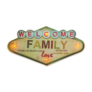 slomart TelForceOne Retro LED svetilka 'Welcome Family' - kovinska