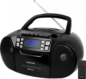 slomart Sencor radiomagnetofon SPT3907B CD/MP3/USB/BT, črn