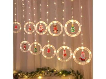 Cool Mango božična LED zavesa z visečimi obročki, topla bela svetloba, USB, 10 lučk - Santy