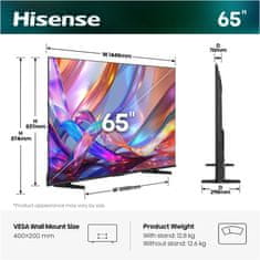 Hisense 65Q7S Hi-QLED Smart TV, 164 cm, 4K Ultra HD, 60Hz, črn