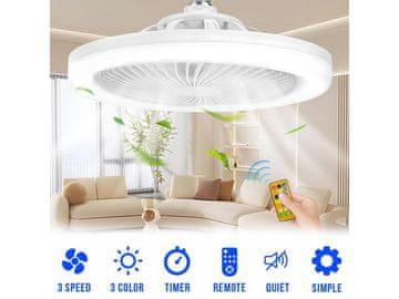 Cool Mango stropna svetilka z ventilatorjem za svež zrak, 3 načini svetlobe, E27 - Fanny