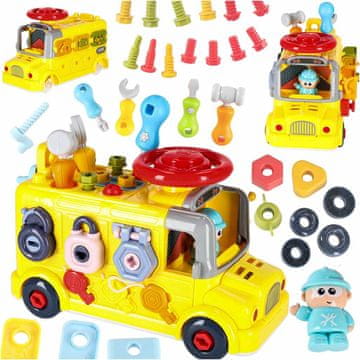 Northix Komplet orodja Activity Bus z vijaki, 6-v-1 za otroke
