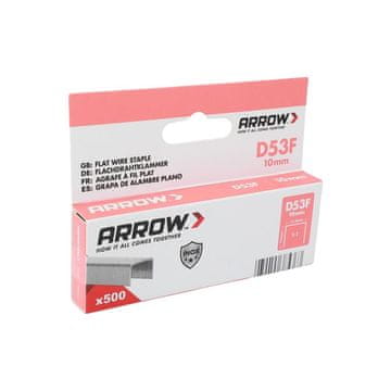 Arrow Arrow D53F 10 mm V2A Nerjavne (500 kosov) – Močne Inox ploske sponke za zahtevna dela v vlagi in na prostem