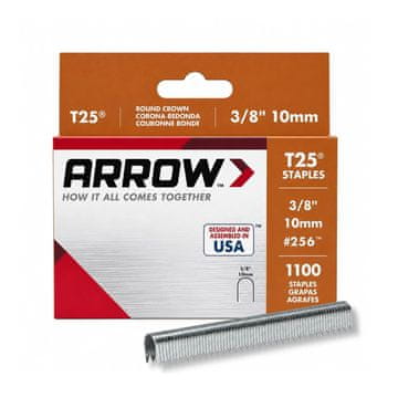 Arrow Arrow T25 10 mm (1000 kosov) – Zaobljene sponke za varno pritrjevanje kablov