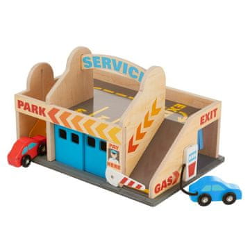 Melissa & Doug lesena dvonadstropna prenosna servisna postaja in parkirna garaža z 2 avtomobiloma