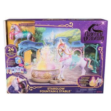UNICORN ACADEMY velik zložljiv hlev z zvočnimi in svetlobnimi učinki, čez 90 cm širok, z ekskluzivno figurico wildstar