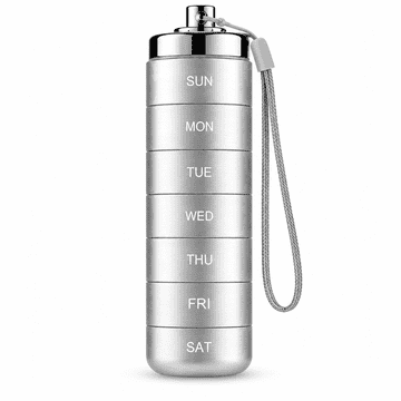 HOME & MARKER® Tedenski organizator za tablete, 7 predalčkov, vodotesen in zrakotesen, aluminijeva zlitina, kompakten za potovanja | WEEKDOSE