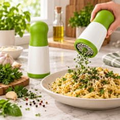 HOME & MARKER® Ročni sekljalnik za zelišča, ostra rezila iz nerjavnega jekla, brez elektrike, kompakten kuhinjski pripomoček | HERBNEX