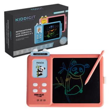 Free2Play KIDDIGIT interaktivna tablica s karticami 2 v 1, LCD, roza