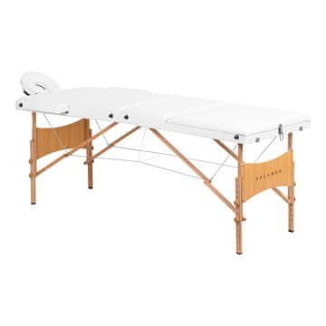 Gardj Europe Lesena zložljiva masažna miza Balance Lux, 3-delna, 190 x 70, bela