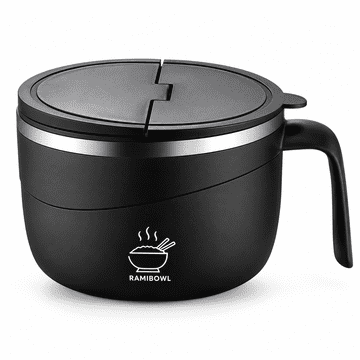 HOME & MARKER® Izolirana posoda za ramen in juho, nerjaveče jeklo 304, neprepusten pokrov, dvojna izolacija, za vroče obroke | RAMIBOWL
