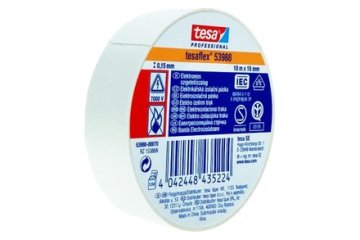 Tesa Električni izolacijski trak Electrical insulating tape PVC 53988, IEC, 10 m x 15 mm, white