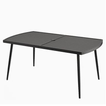 Costway Vrtna miza 160x90 cm kovinska s 4 cm luknjo za senčnik