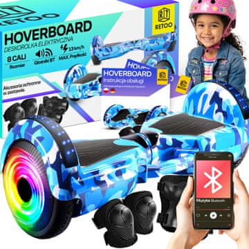 slomart RTO ER033 Hoverboard 8" z LED, Bluetooth zvočnikom + zaščitna oprema