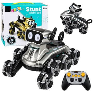 Robot Robot pes LEAN TOYS RC, srebrn, 8 koles, triki