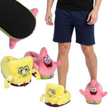 Nickelodeon SpongeBob PROTIZDRSNE Plišasti moški copati z 3D elementi, MEHKI copati za dom