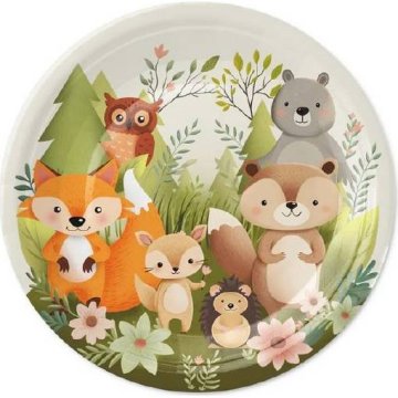 Papirnati krožnik gozdne živali 18cm 6 kosov - Party Pal