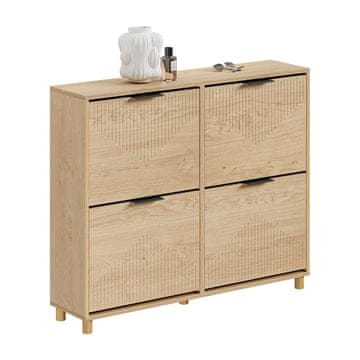 SoBuy Omara za čevlje 4 vrata 100x24x83 cm naravno lesena