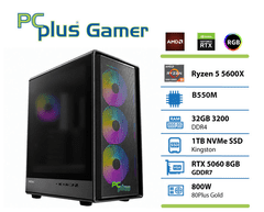 PCplus Gamer namizni računalnik, Ryzen 5 5600X, 32 GB, SSD 1 TB, FreeDOS (149905)
