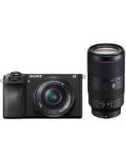 Sony Alpha a6700 kamera + objektiv Sony E PZ (16–50) in Sony SEL (70–350), črna (ILCE6700GBDI.EU)