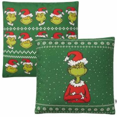 sarcia.eu Grinch Božična prevleka za blazino, KOMPLET 2 kos., bombažna, dvostranska, DEKORATIVNA 40x40cm