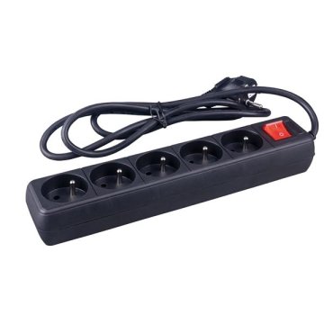 Podaljševalni kabel s stikalom - 5 vtičnic, 1,5 m, črn