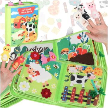 Northix Felt Farm Busy Book, knjiga senzoričnih aktivnosti 3+, 10 strani