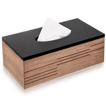 Northix Rjavo držalo za robčke iz MDF s črnim pokrovom, 25x13,5x9 cm
