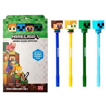 Northix Minecraft Set 4 izbrisljivih barvnih pisal za risanje