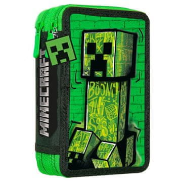 Northix Dvojna torbica za svinčnike Minecraft, vzdržljiv material, zapiranje na zadrgo