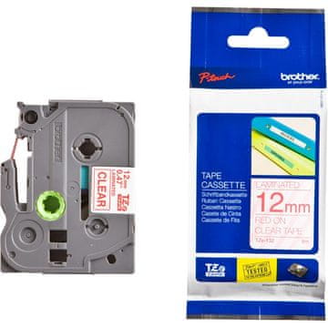 Brother laminirani trak TZE-132/ prozoren-rdeč/ 12 mm
