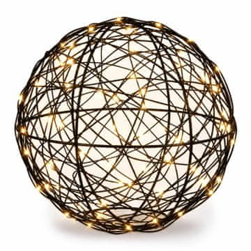 Northix 20 cm črna LED dekorativna krogla – toplo bela svetloba