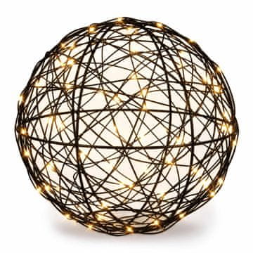 Northix 30 cm črna LED dekorativna krogla – topla bela svetloba