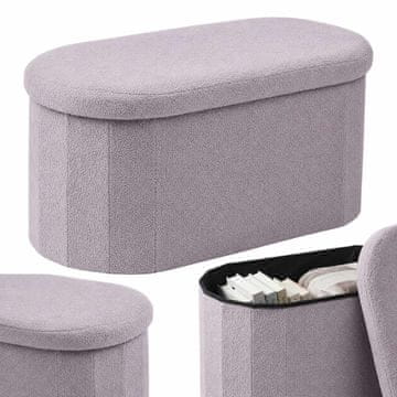 Northix Svetlo siva klop za shranjevanje iz blaga Teddy – ovalna 76 cm