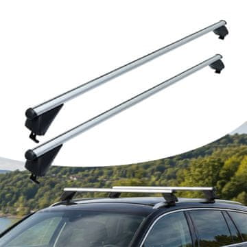 Northix Aluminijaste strešne palice za zaprte nosilce, srebrne, 124 cm