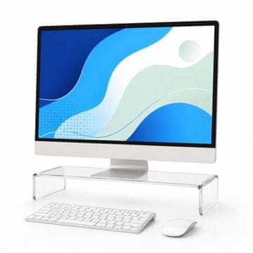 Northix Akrilni podstavek za monitor – prozoren, 35 x 20 x 10 cm