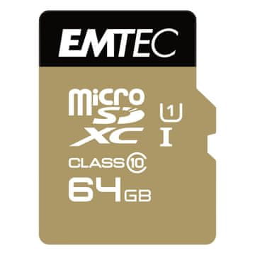 Emtec Emtec m64GB UHS-I U1 EliteGold + Adapter microSD kartica 64 GB, Class 10, 85 MB/s