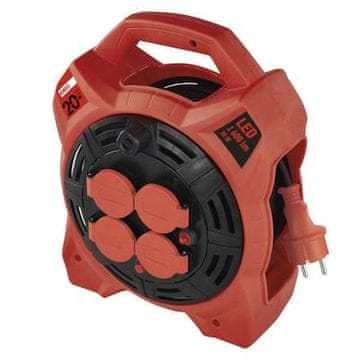 Emos Podaljševalni kabel na bobnu P08420 out. 20 m / 4 sockets / rubber / 230 V / 1.5 mm2 with LED reflector