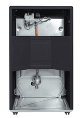 TMC Plinska peč 4,2 kW z modulacijskim termostatom, črna, z regulatorjem in cevjo