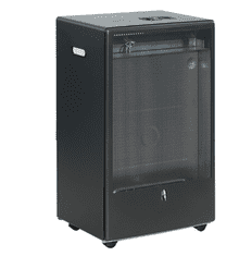 TMC Plinska peč 4,2 kW z modulacijskim termostatom, črna, z regulatorjem in cevjo