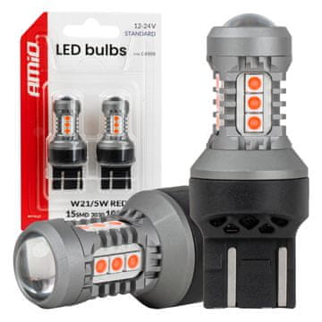slomart AMiO LED žarnica 7443 W21/5W rdeča (12V/24V)