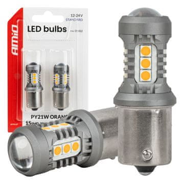 slomart AMiO LED žarnica BAU15S PY21W oranžna (12V/24V)