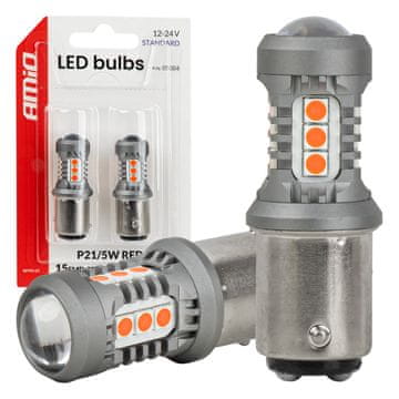 slomart AMiO LED žarnica BAY15D P21/5W rdeča (12V/24V)