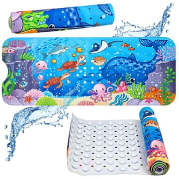 slomart LEAN TOYS Protizdrsna podloga za kad 'Podvodni svet' 100x40 cm