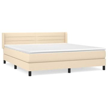 Vidaxl Box spring postelja z vzmetnico krem 180x200 cm blago