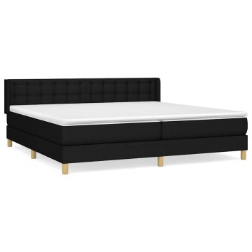 Vidaxl Box spring postelja z vzmetnico črna 180x200 cm blago