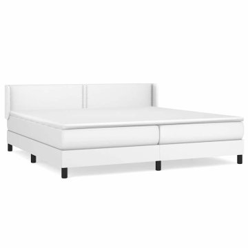 Vidaxl Box spring postelja z vzmetnico bela 200x200 cm umetno usnje