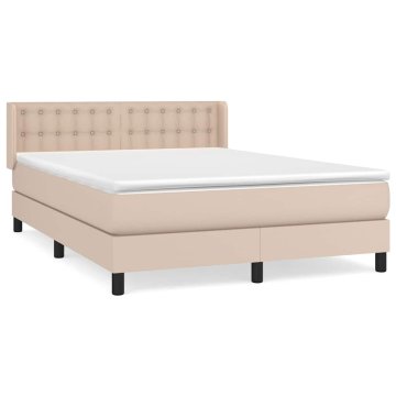 Vidaxl Box spring postelja z vzmetnico kapučino 140x190cm umetno usnje